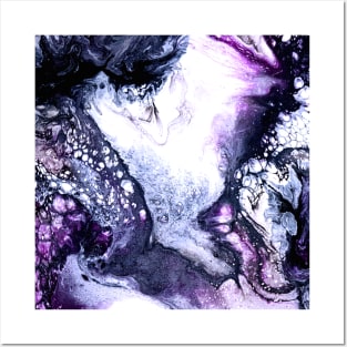 Icy Blue/Purple Acrylic Pour Painting Posters and Art